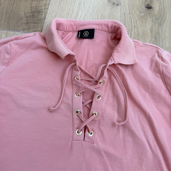 Bogner peach lace up athletic polo in pink size Large - Picture 3 of 9